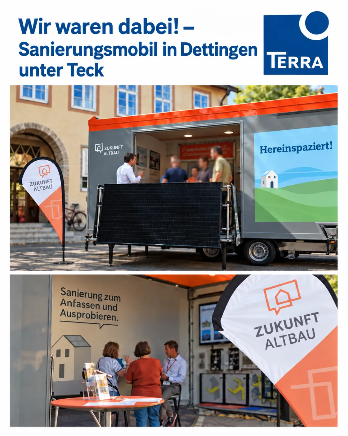 Beratung am Sanierungsmobil von Zukunft Altbau